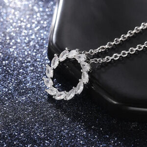 🎀 Simple Shiny Hollow Round Many Marquis CZ Necklace for Women, EVGG1108